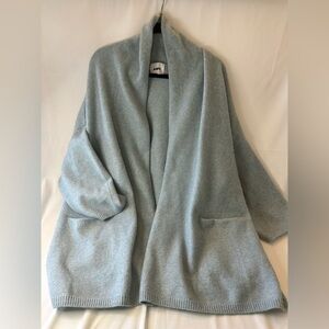Beryll Cashmere Light Blue Cocoon Open Front Cardigan One Size